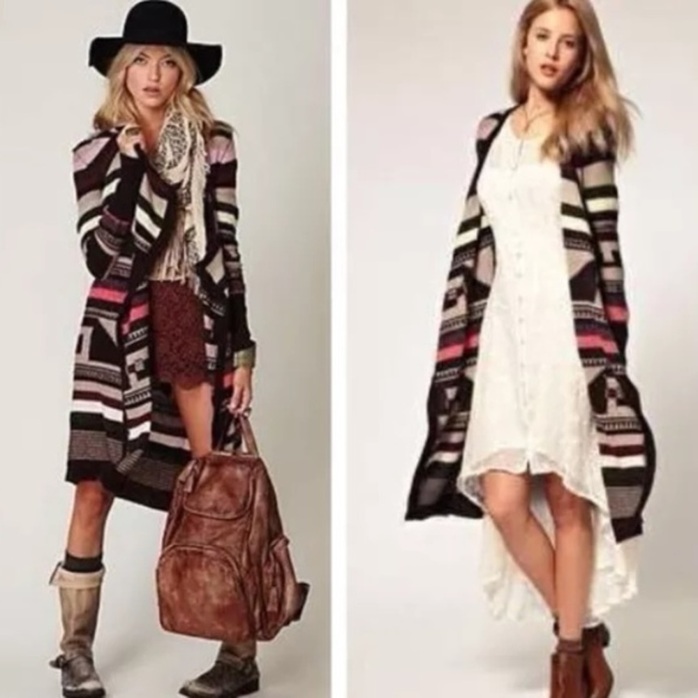 Free People ROLLA COASTER Maxi Sweater Jacket XS S